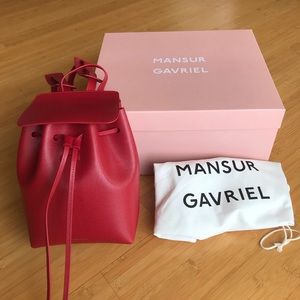 Mansur Gavriel Red Saffiano Mini Backpack